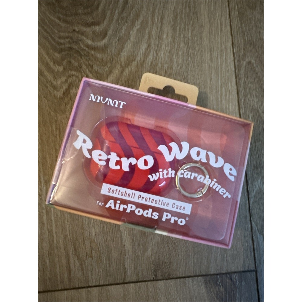 MVMT Retro Waves for Air Pod Pro‎ Softshell Protective Case w/ Carabiner